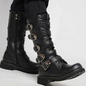 Men's Black Buckle Boots